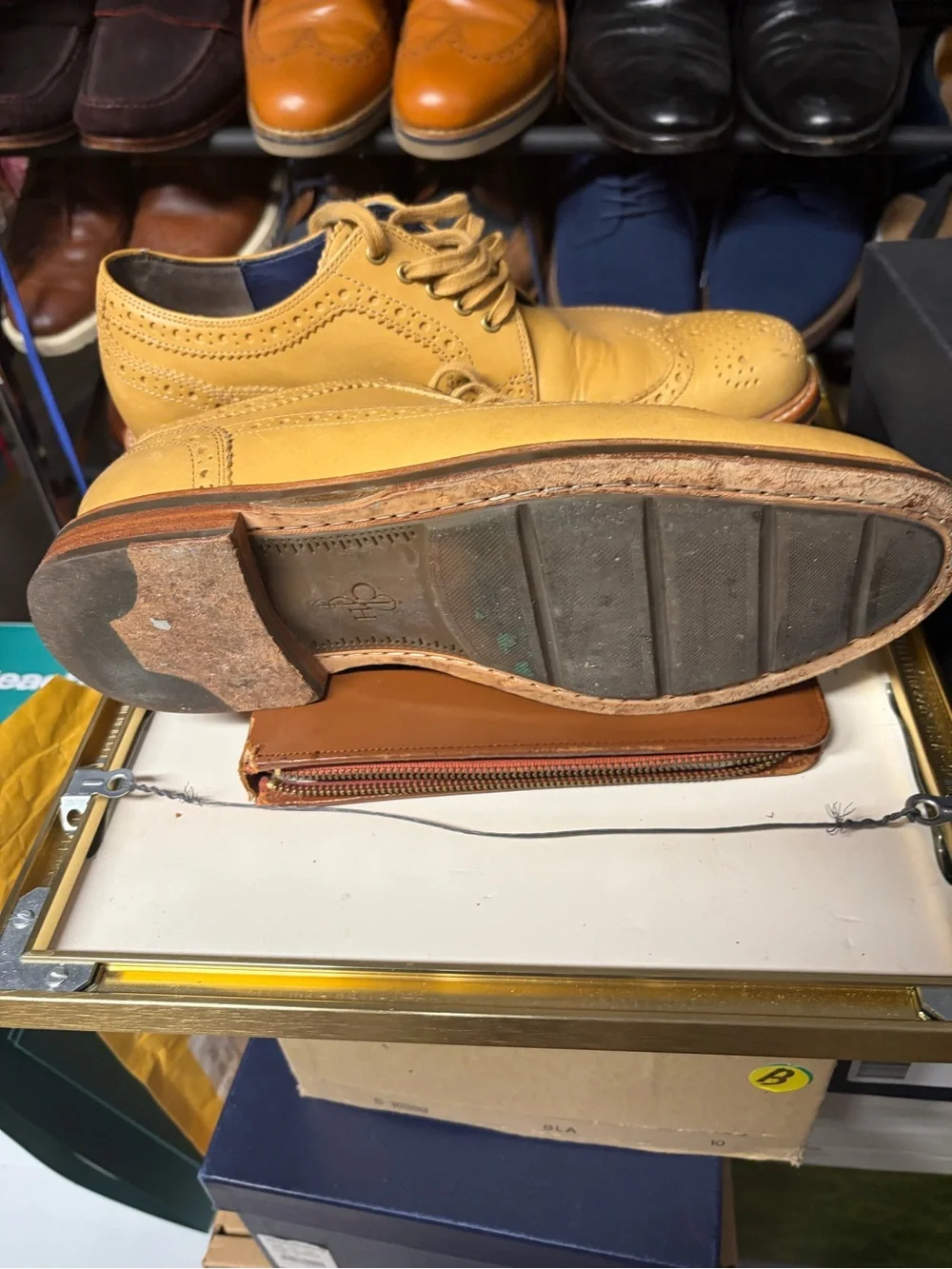 Cole Haan Yellow Leather Wingtip Oxfords
